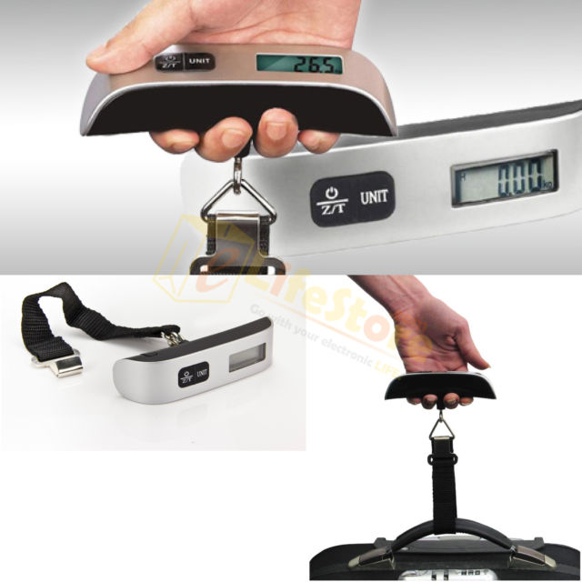 50kg portable handheld, electronic LCD travel luggage weighing scales